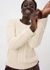 Cream Cable Knit Crew Neck Jumper - 3XL Image 1