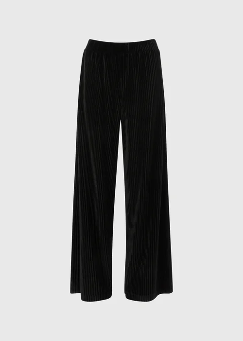 Black Velvet Wide Leg Trousers - Size 20 33 leg Image 4