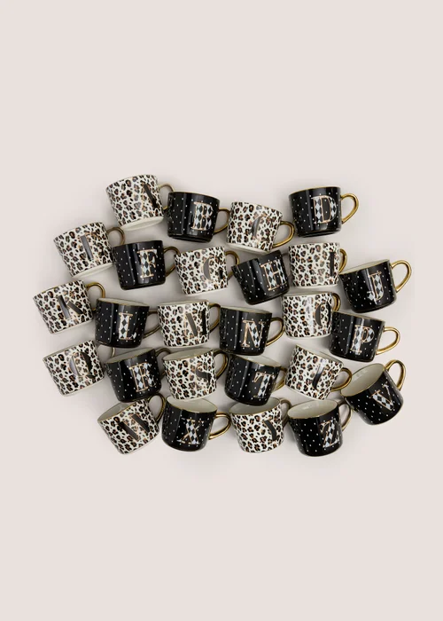 Black & white Leopard print A-Z Mug - B Image 2