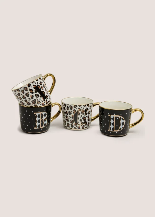 Black & white Leopard print A-Z Mug - B Image 1