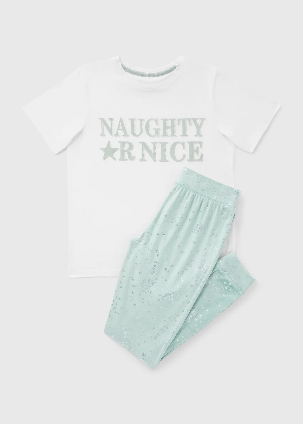 Green Naughty Or Nice Fleece Pyjama Set - Large Image 2