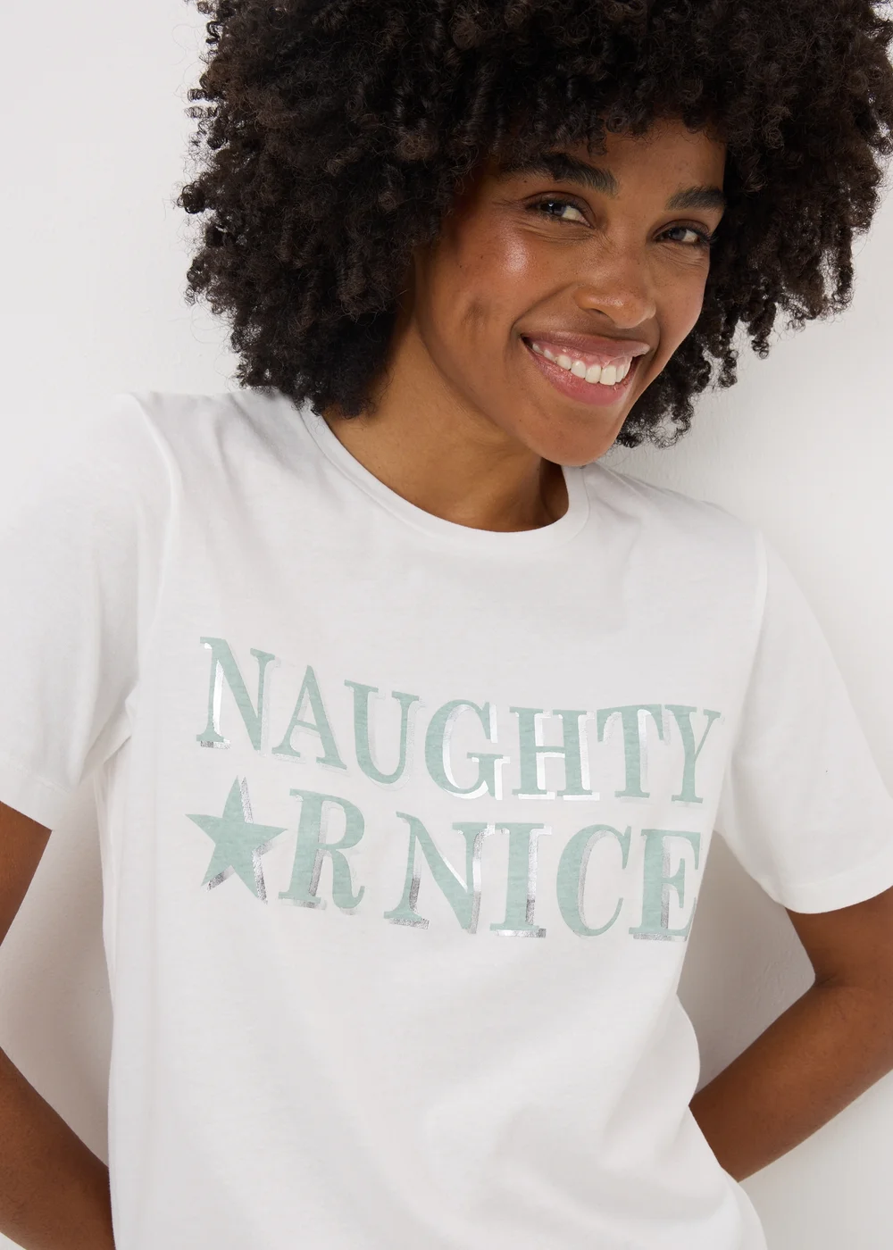 Green Naughty Or Nice Fleece Pyjama Set - Large Image 1