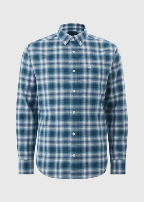 Navy Brushed Check Overshirt - Small Image 4