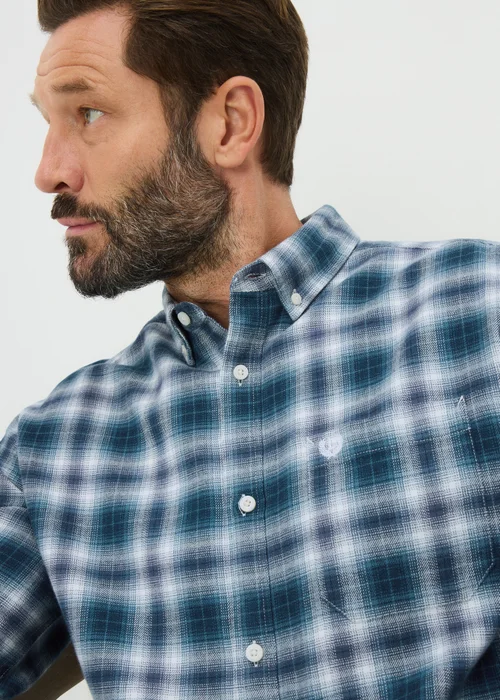 Navy Brushed Check Overshirt - Small Image 2