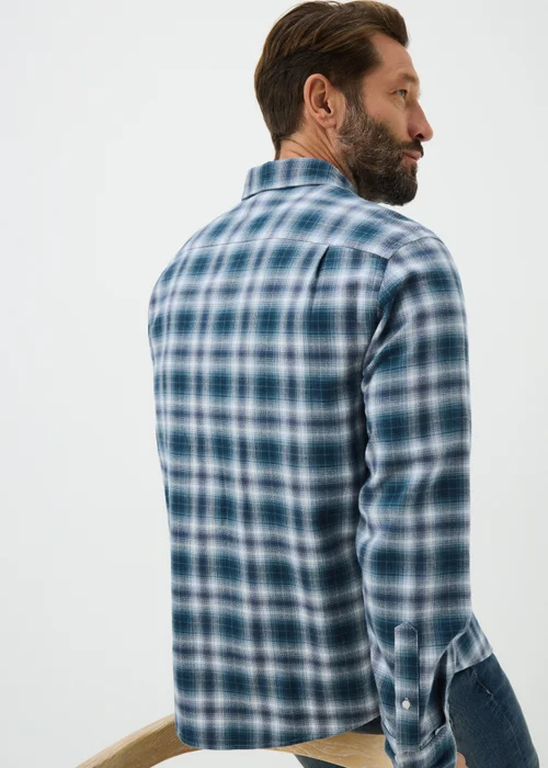 Navy Brushed Check Overshirt - Small Image 3
