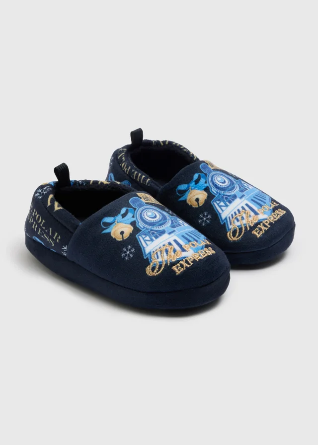 Polar Express Kids Navy Slippers (Younger 4-Older 5)