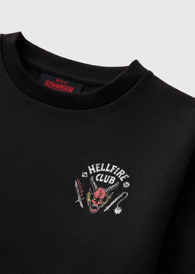 Stranger Things Kids Black Hellfire Club Sweatshirt (7-13yrs)