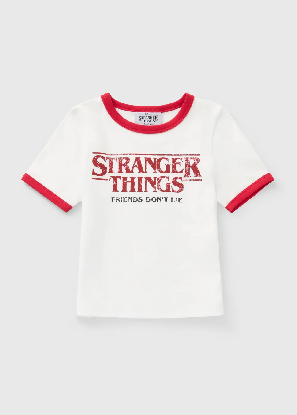 Stranger Things Girls White Ringer T-Shirt (7-13yrs) - Age 7 Years Image 1