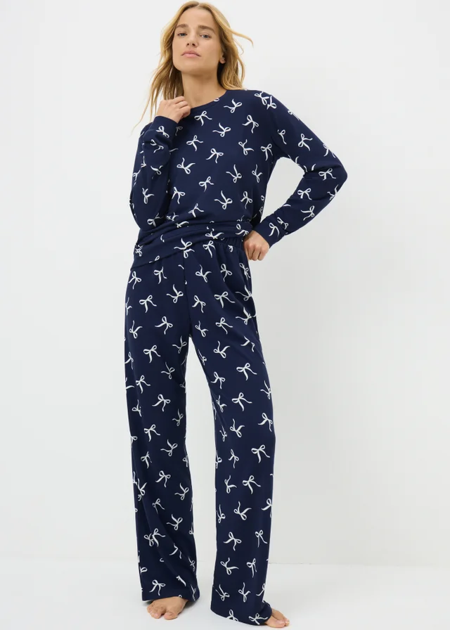 Navy Bow Pyjama Set