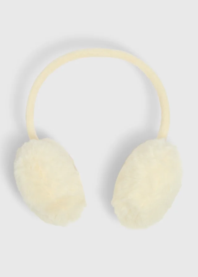 Girls Cream Heart Earmuffs