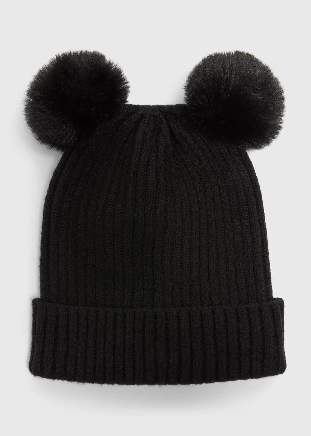 Girls Black Pom Beanie (3-13yrs) - Age 7-10 Years Image 1