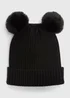 Girls Black Pom Beanie (3-13yrs) - Age 7-10 Years Image 1
