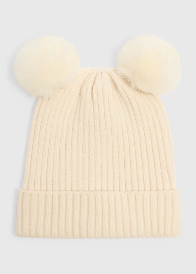 Girls Oatmeal Pom Beanie (3-13yrs)