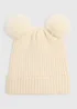Girls Oatmeal Pom Beanie (3-13yrs) - Age 7-10 Years Image 1