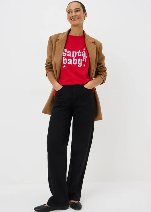 Red Santa Baby Slogan Pyjama T-Shirt - Extra small Image 2