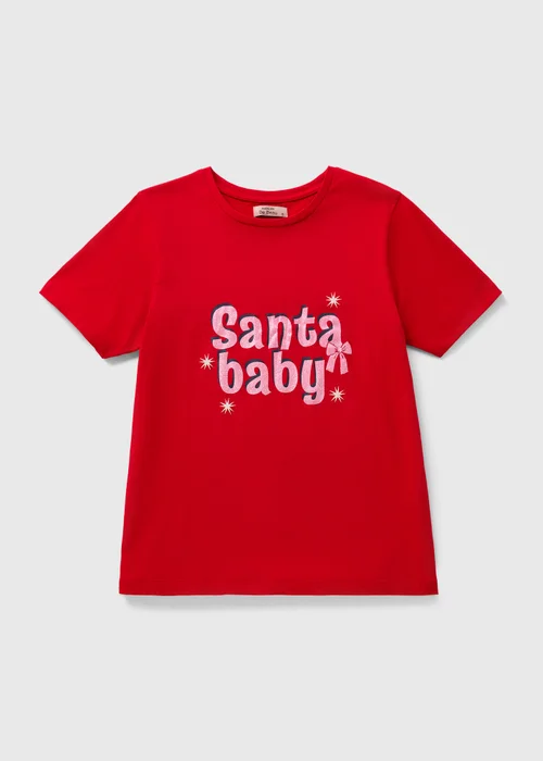 Red Santa Baby Slogan Pyjama T-Shirt - Extra small Image 4