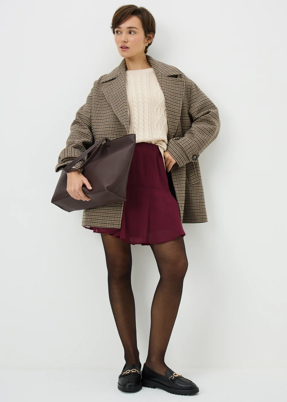 Burgundy Tiered Mini Skirt - Size 12 Image 1