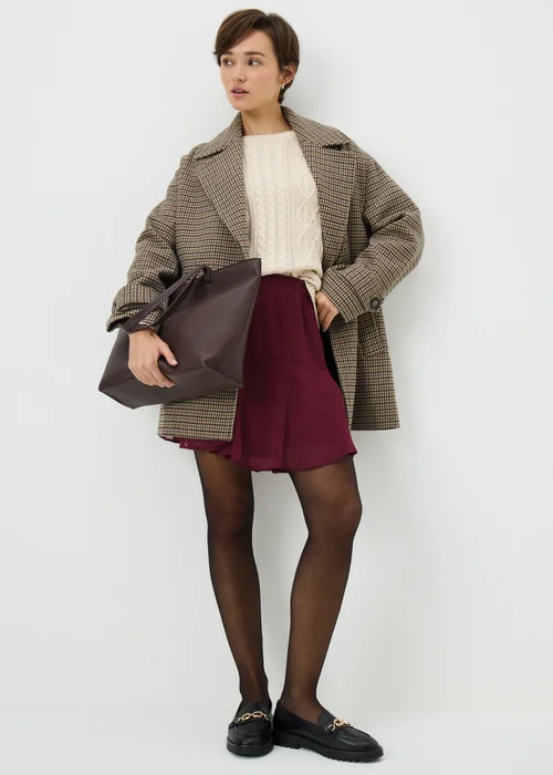 Burgundy Tiered Mini Skirt - Size 12 Image 1