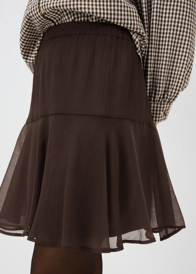 Brown Mini Tiered Skirt