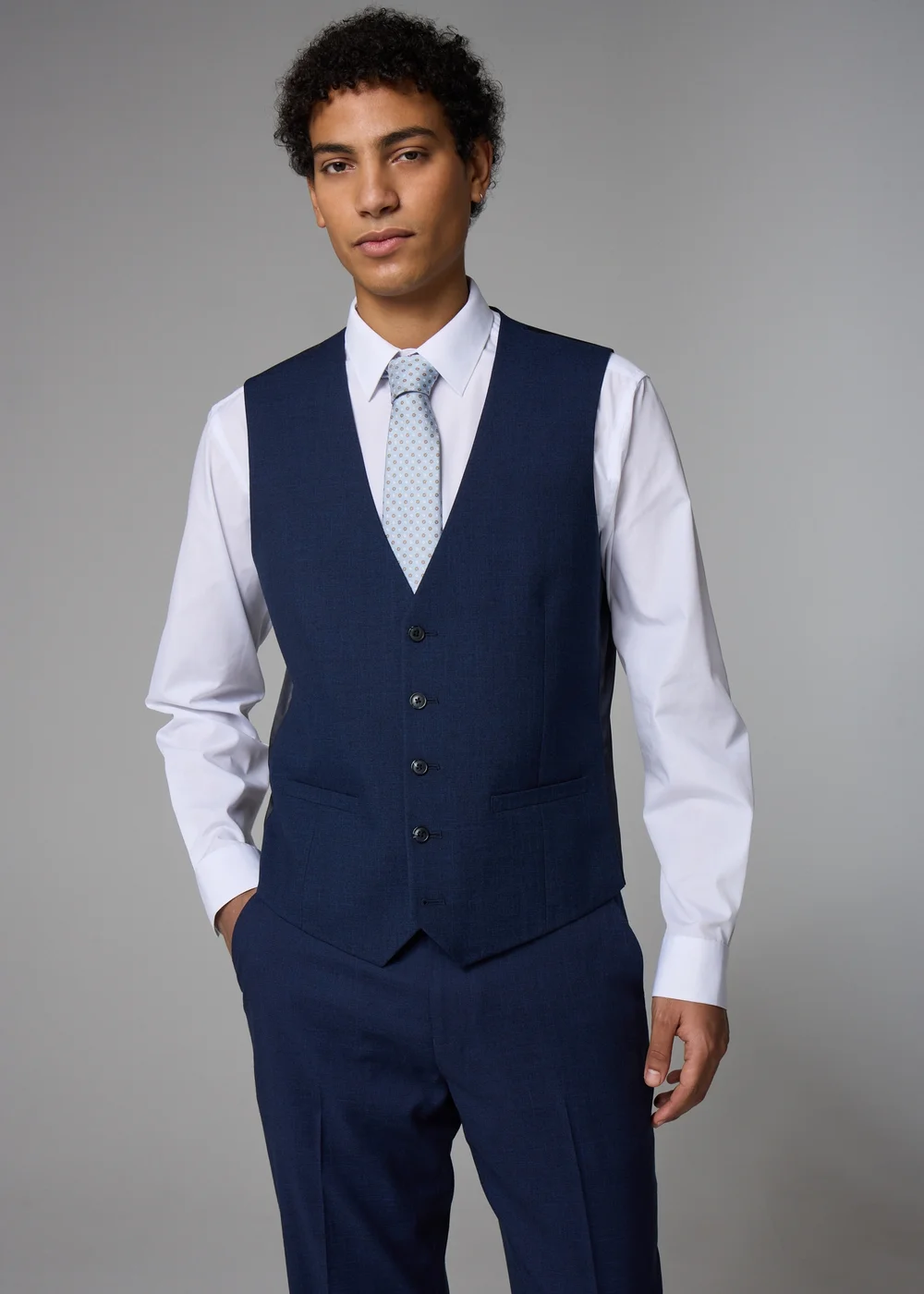 Taylor & Wright Willowby Blue Black Suit Waistcoat - Small Image 1