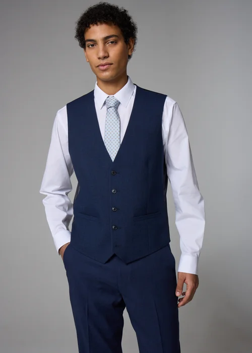 Taylor & Wright Willowby Blue Black Suit Waistcoat - Small Image 1