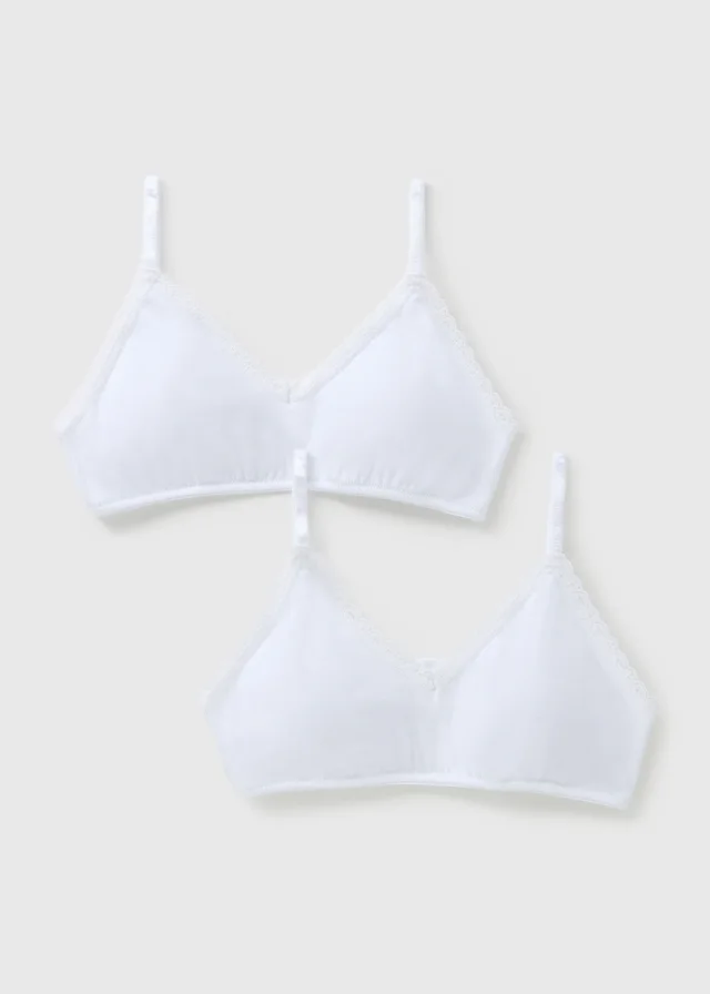 2 Pack White Padded Crop Tops (8-13yrs)