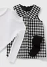 Girls Black Dogtooth Boucle Top & Pinafore Set (1-7yrs) - Age 3 - 4 Years Image 2