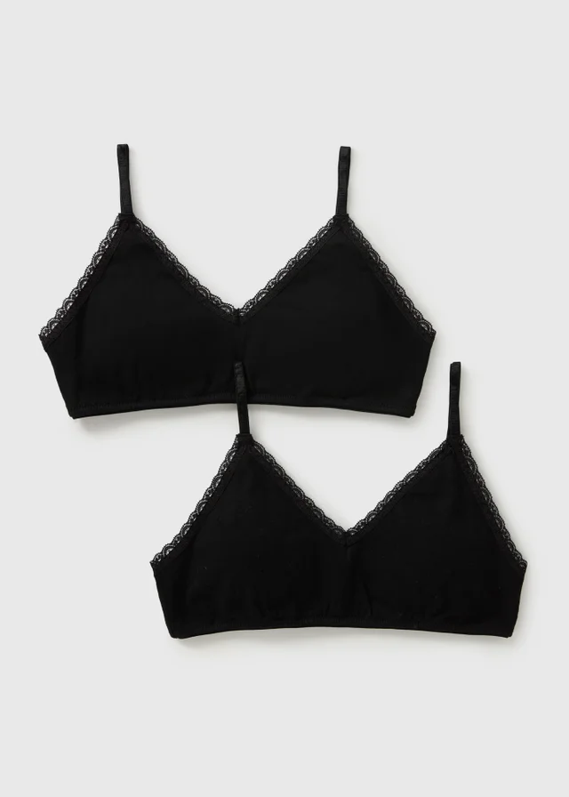 Girls 2 Pack Black Padded Crop Tops (8-13yrs)