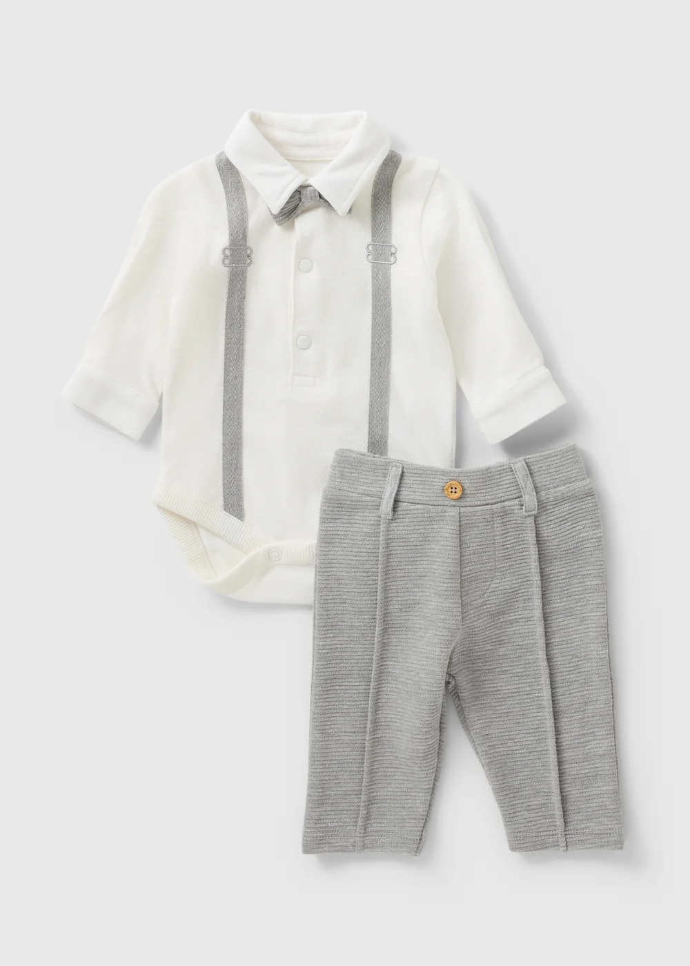 Baby Grey Smart Polo & Trouser Set (Newborn-23mths) - Age 0 - 3 Months Image 1