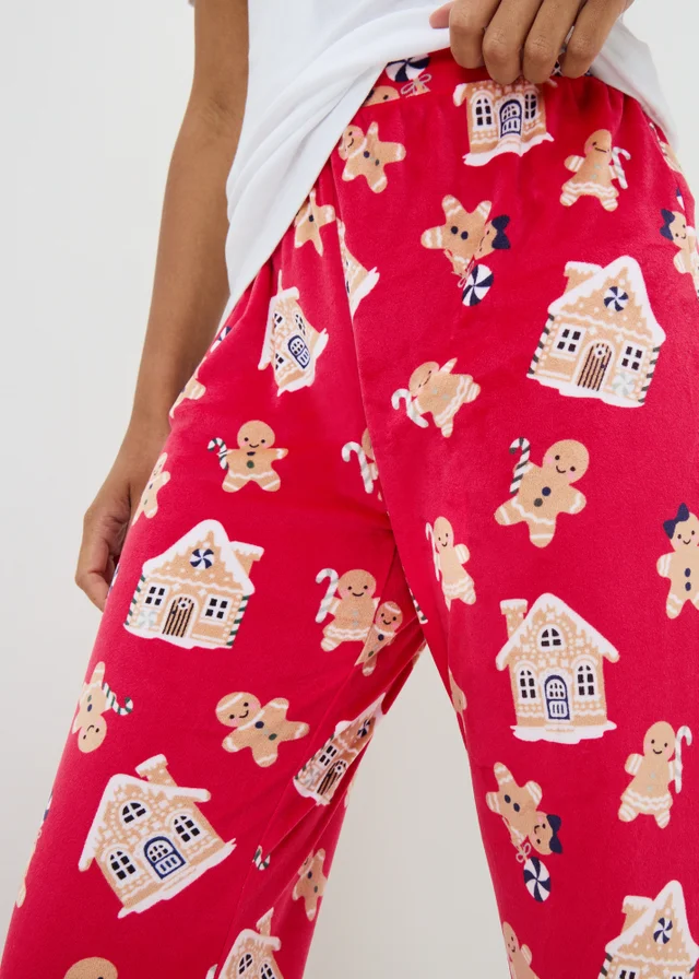 Red Gingerbread Fleece Pyjama Bottoms