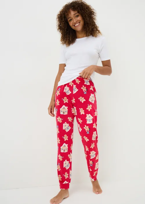 Red Gingerbread Fleece Pyjama Bottoms - Extra small Image 1