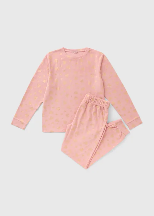 Pink Foil Heart Pattern Pyjama Set - Extra Large Image 2
