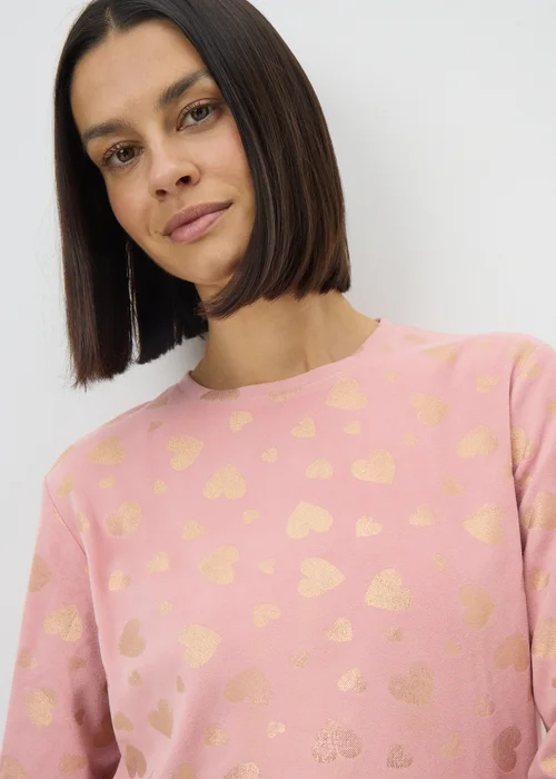 Pink Foil Heart Pattern Pyjama Set - Extra Large Image 1