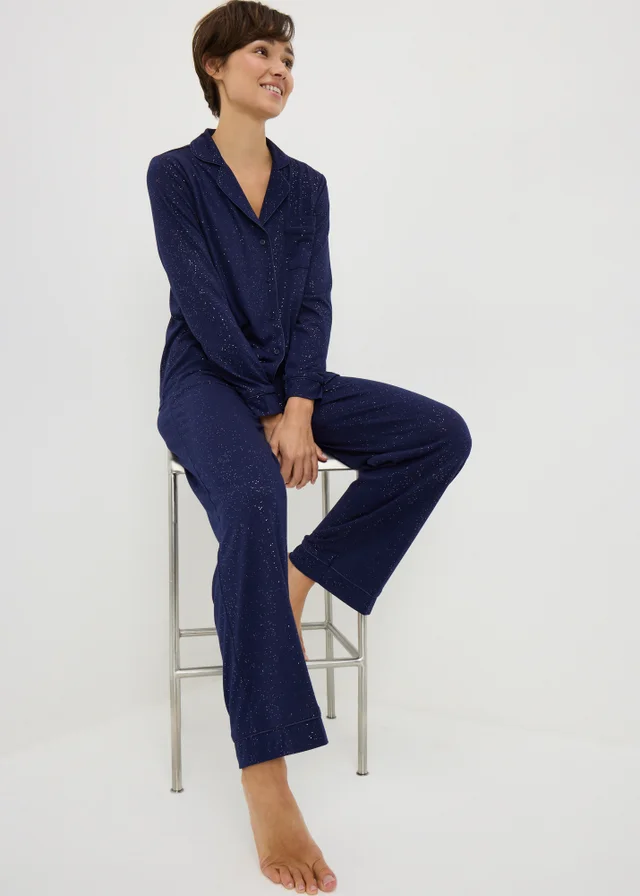 Navy Sparkle Jersey Pyjama Set