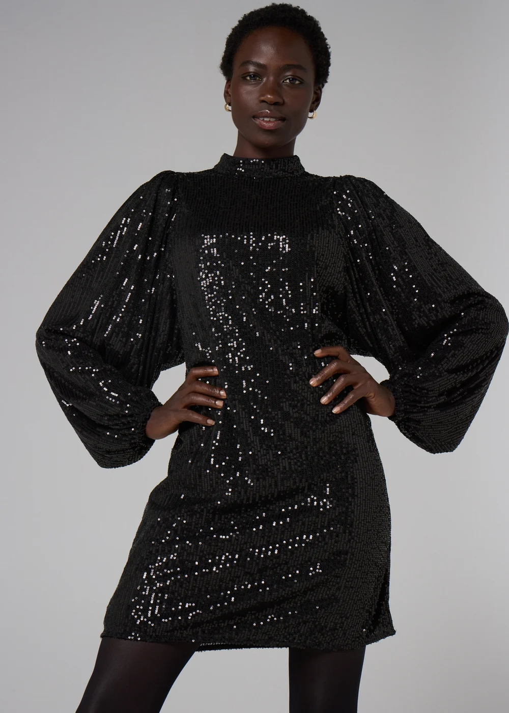Et Vous Black Sequin Batwing Mini Dress - 14 Image 1
