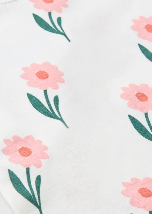 5 Pack Baby White Flower Bodysuits (Newborn-36mths) - Age 6 - 9 Months Image 2