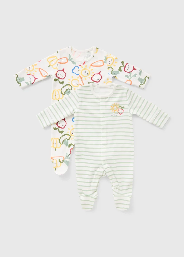 2 Pack Baby Multicolour Vegetable Sleepsuits (Newborn-36mths)