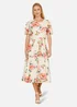 Yumi Ivory Mesh Floral Print Midi Dress With Angel Sleeves - 8 Image 1