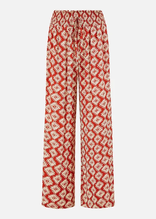 Yumi Red Geo Print Relaxed Fit Trousers - 16 Image 3