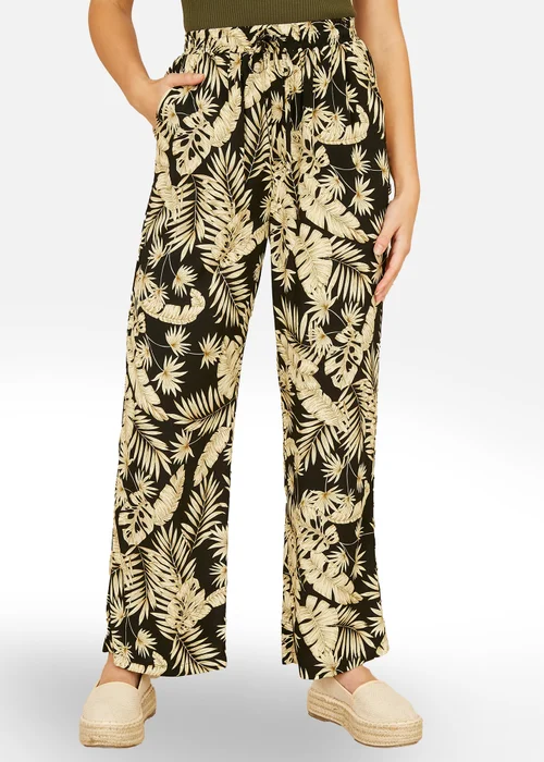 Yumi Black Fern Print Relaxed Fit Trousers - 18 Image 2
