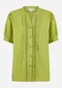 Yumi Green Cotton Pleated Short Sleeve Shirt - Size 8 Image 3