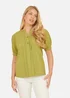 Yumi Green Cotton Pleated Short Sleeve Shirt - Size 8 Image 2