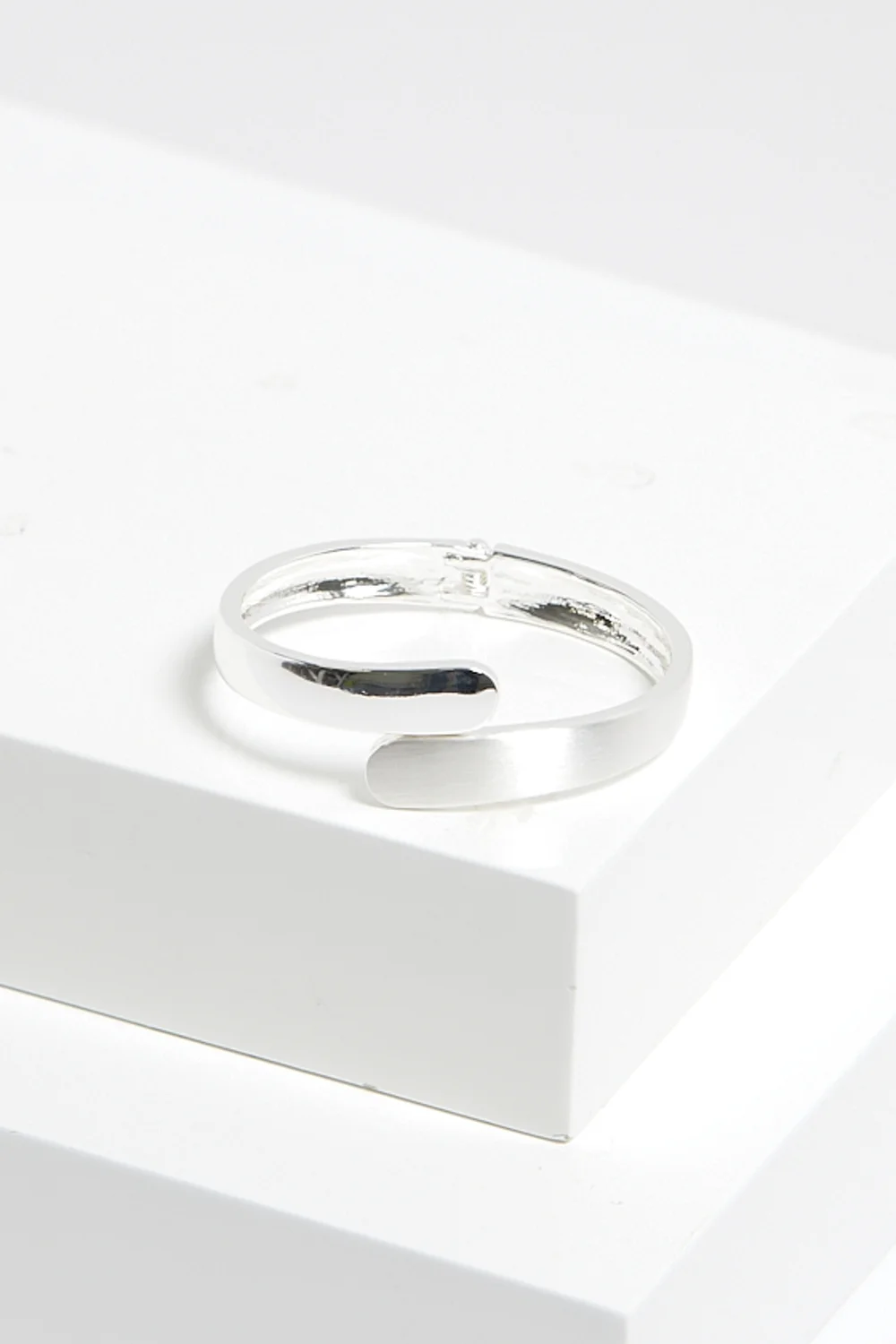 Jon Richard Silver Plated Polished Satin Open Hinge Bangle - One Size Image 2