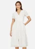 Yumi White Cotton Broderie Anglaise Midi Button Up Dress - 10 Image 2