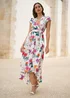 Yumi Ivory Flower Print Wrap Midi Dress - 10 Image 1