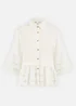 Yumi White Linen Relaxed Shirt With Scallop Trims - Size 12 Image 3