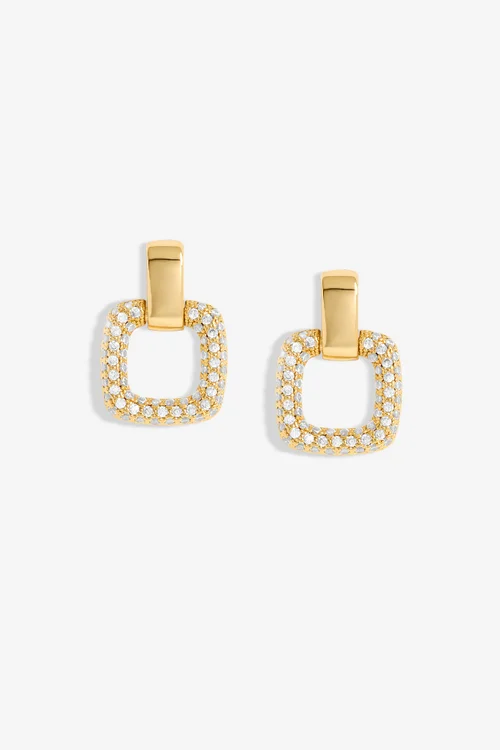 Jon Richard Gold Plated Micro Pave Door Knocker Earrings - One Size Image 1