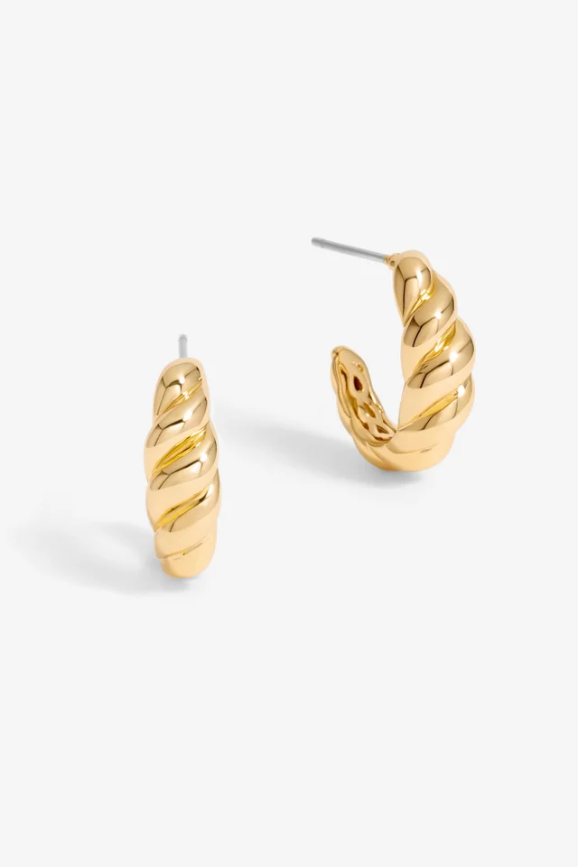 Jon Richard Gold Plated Mini Ridge Hoops