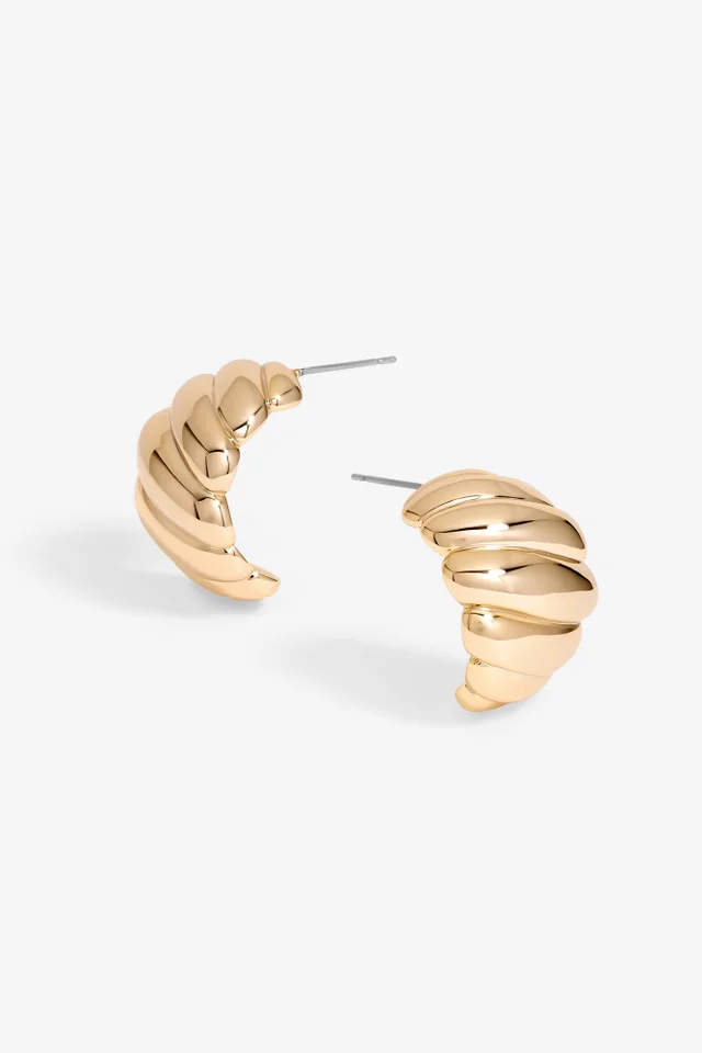 Jon Richard Gold Plated Chunky Ridge Dome Earrings