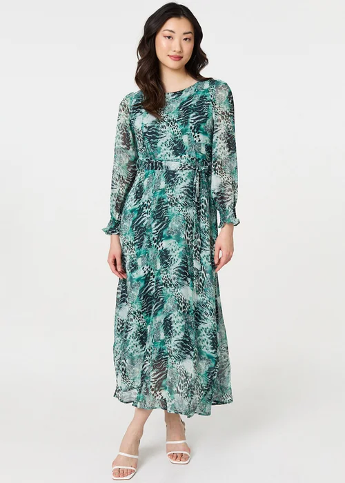 Izabel London Green Animal Print Semi Sheer Maxi Dress - 16 Image 1